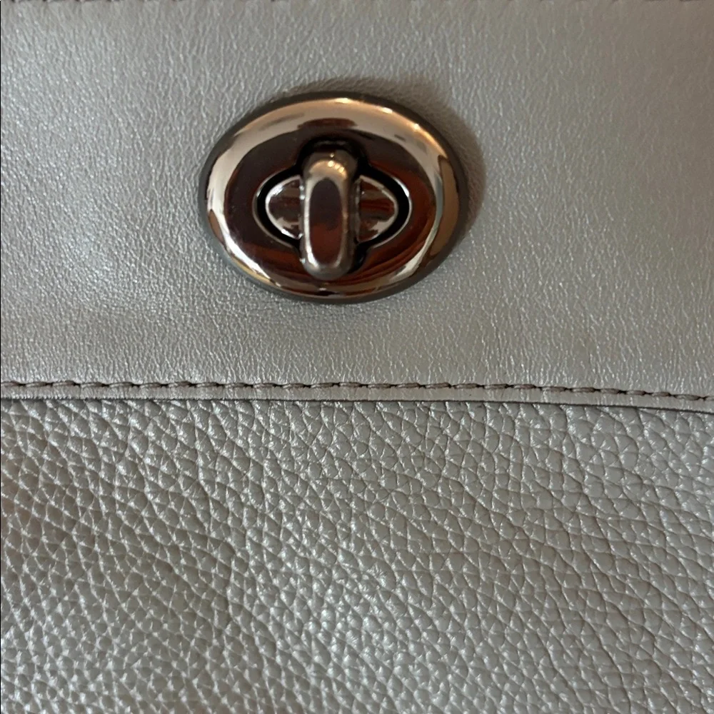 Coach Leather and Suede Shoulder Bag in Dove Gray with Gun Metal Hardware - Picture 10 of 16